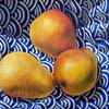 3 Pears on Blue & White Fabric
24 x 30
Oil on Canvas 